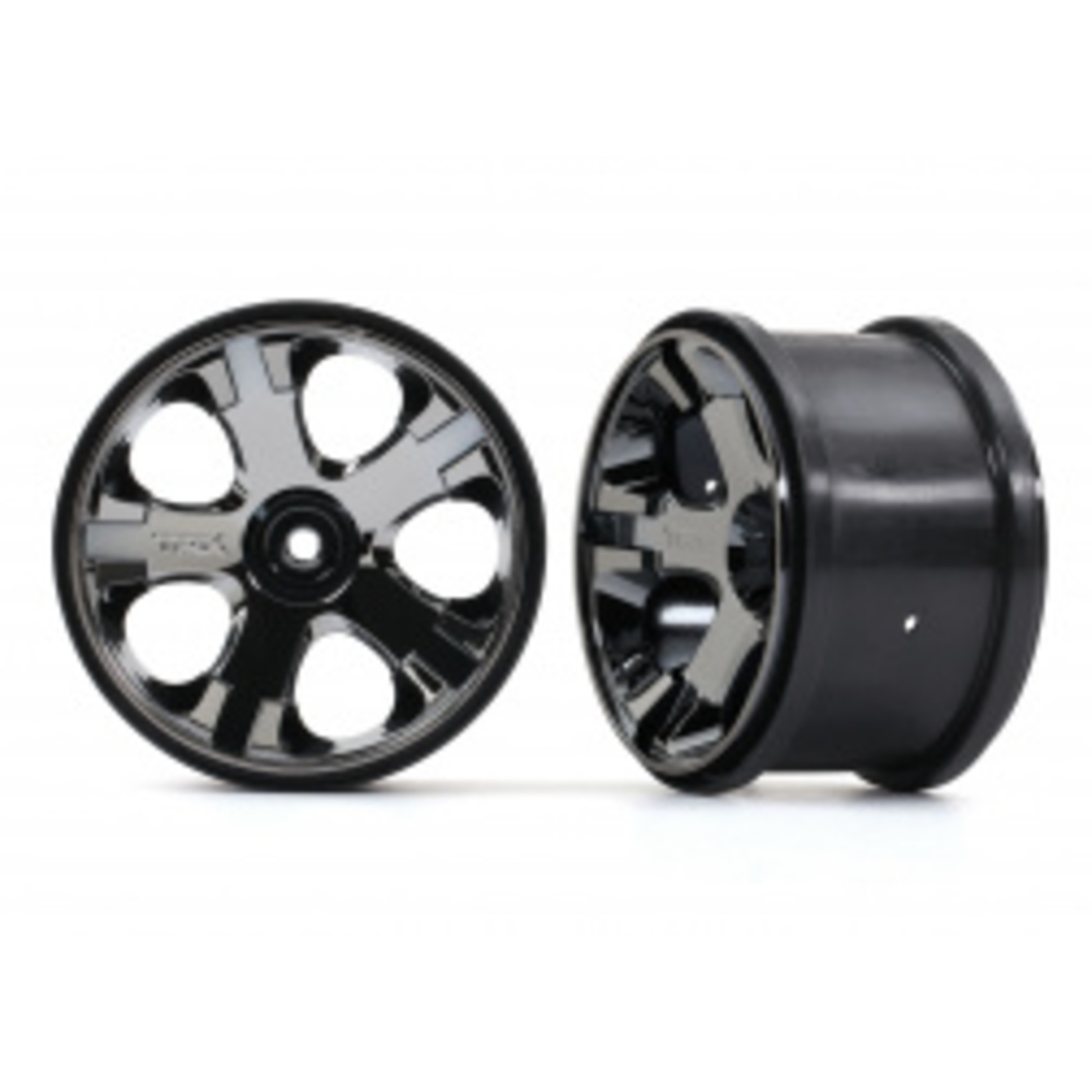 Traxxas Wheels, All-Star 2.8" (black chrome) (nitro rear/ electric front) (2)