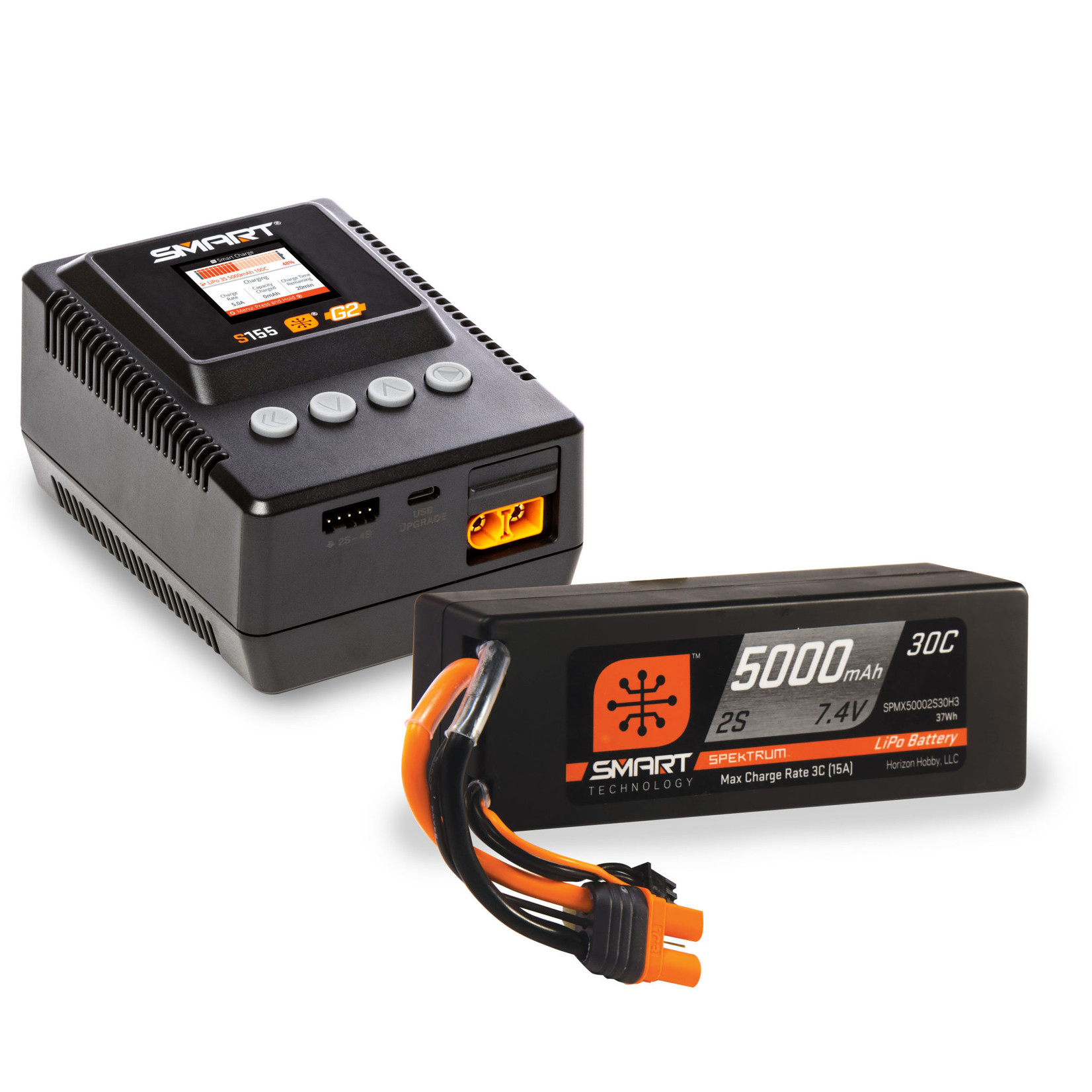 Spektrum Smart Battery & Charger Surface Bundle: 2S 5000mAh LiPo Battery / S155 Charger