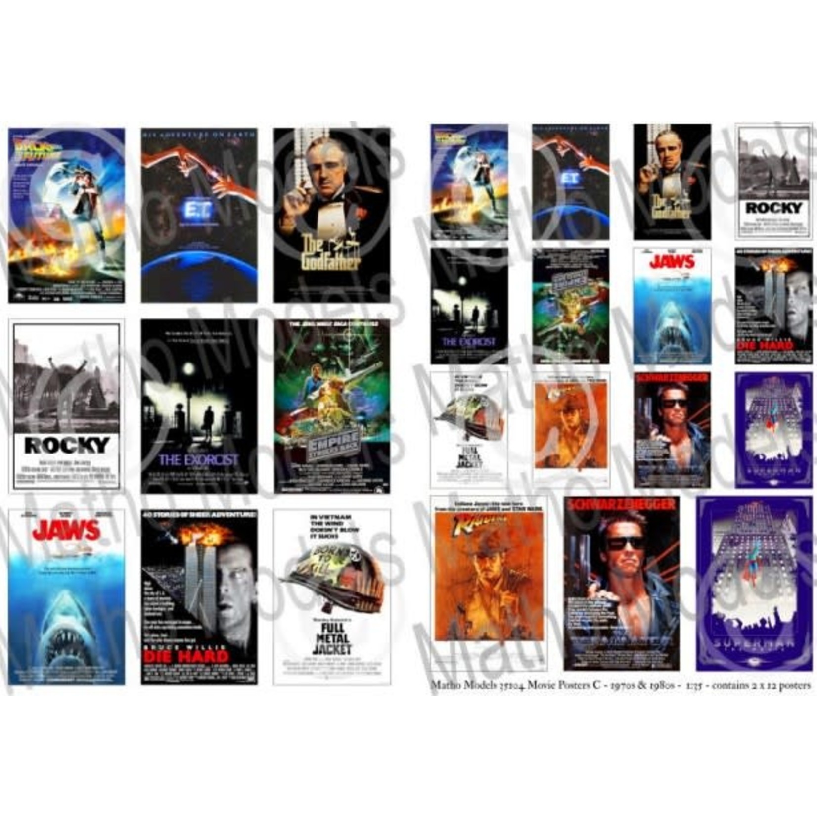 1/35 Movie Posters 1970s & 1980s Printed Paper (24) (12 different types in 2 sizes)
