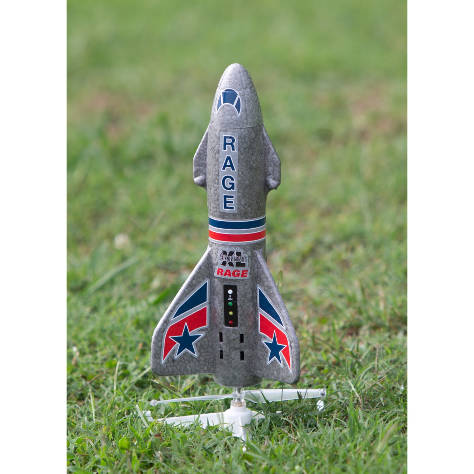 Rage R/C Spinner Missile XL Electric Free-Flight Rocket with Parachute & LEDs, Gray