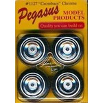 Pegasus 1/24-1/25 Crossbars Chrome Rims w/Tires (4)