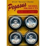 Pegasus 1/24-1/25 Reverse Chrome Rims w/Tires (4)