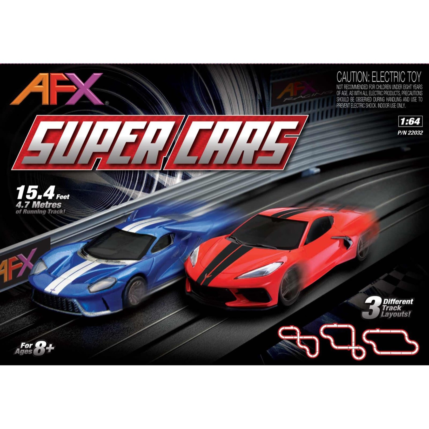 AFX Slot Cars Super Cars 15-Foot Mega G+ HO Slot Car Track Set