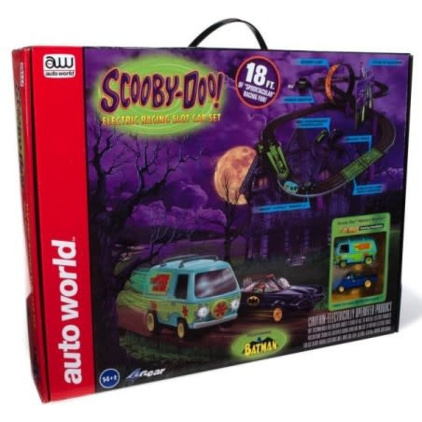 HO Scooby Doo Meets Batman & Robin Slot Car 18' Racing Set