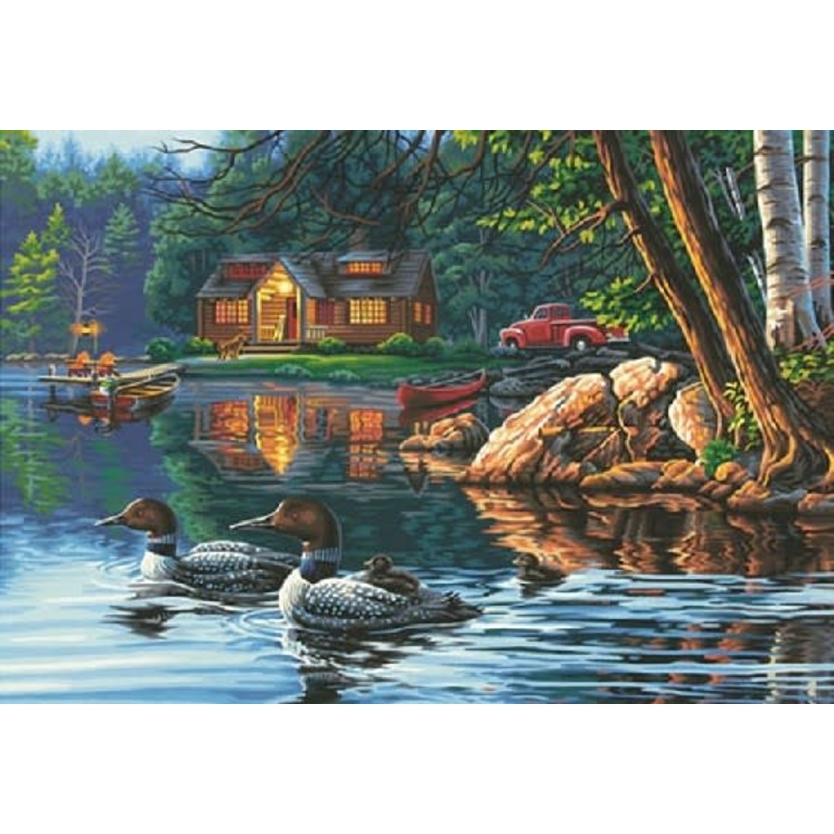 Dimensions Echo Bay (Ducks, Log Cabin) Paint by Number (20"x14")