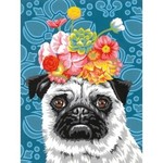 Dimensions Social Anxiety Dog (Pug w/Flowers on head) Paint by Number (9"x12")
