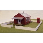 HO One-Room Schoolhouse w/Outhouse & Picket Fence Kit