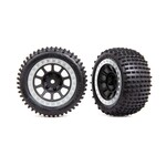 Traxxas Tires & wheels, assembled (2.2" black, satin chrome beadlock wheels, Alias® 2.2" tires) (2) (Bandit® rear, medium compound with foam inserts)