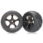 Traxxas Tires & wheels, assembled (Tracer 2.2" black chrome wheels, Anaconda® 2.2" tires with foam inserts) (2) (Bandit rear)