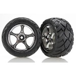 Traxxas Tires & wheels, assembled (Tracer 2.2" chrome wheels, Anaconda® 2.2" tires with foam inserts) (2) (Bandit rear)