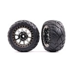 Traxxas Tires & wheels, assembled (2.2" black chrome wheels, Anaconda® 2.2" tires with foam inserts) (2) (Bandit® rear)