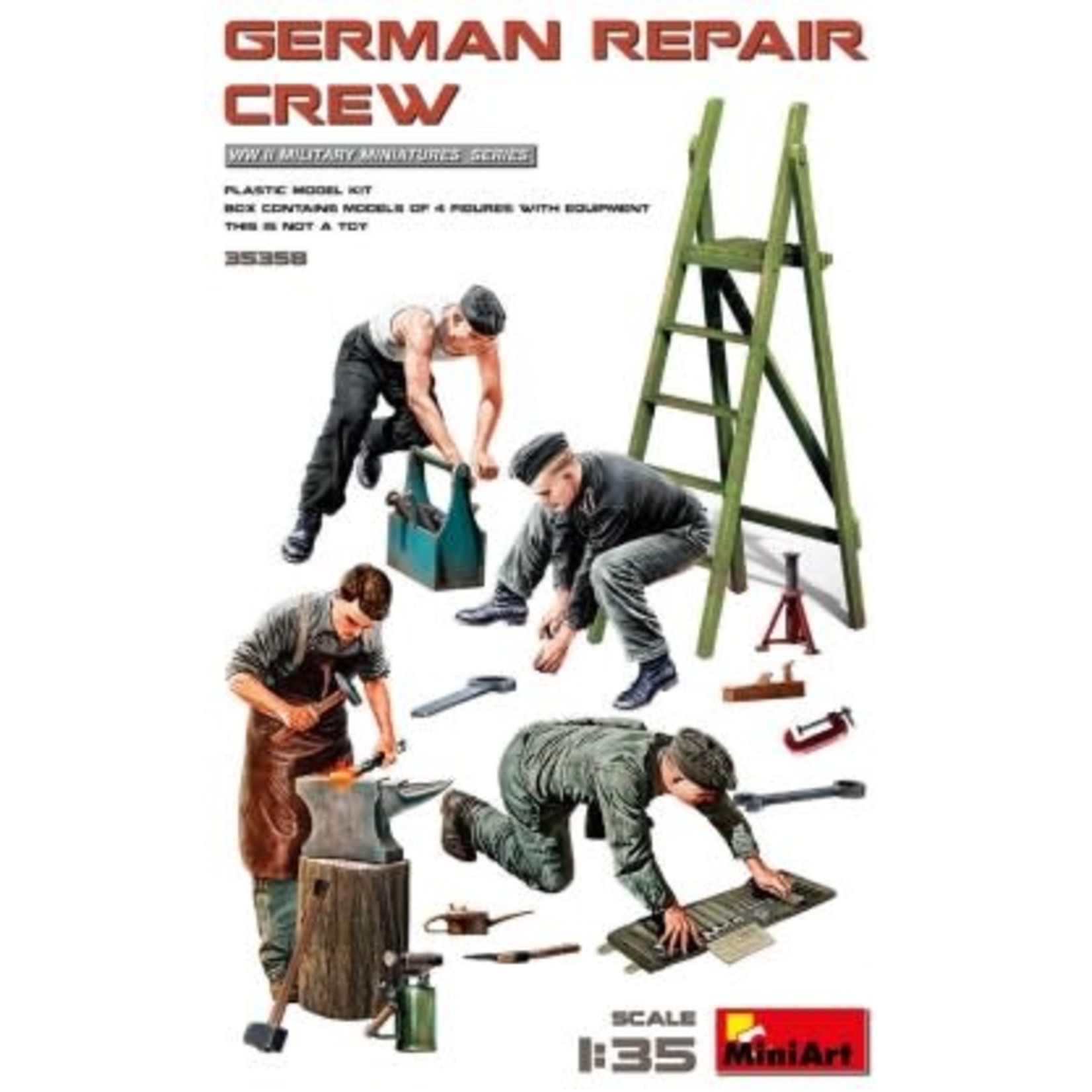 MiniArt 1/35 German Repair Crew (4) w/Tools