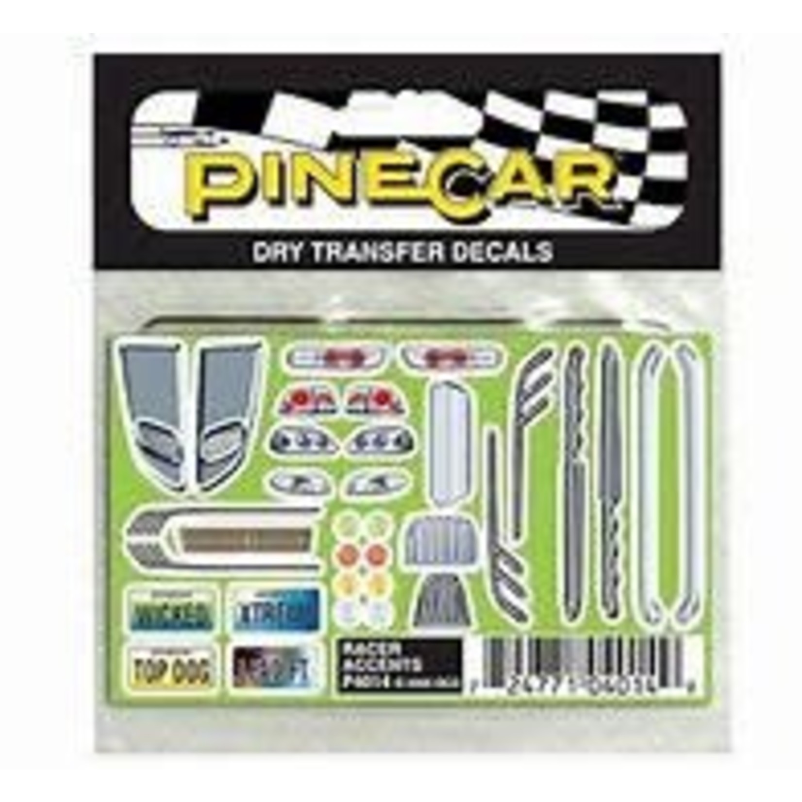 PineCar Dry Transfer Decals, Racer Accents
