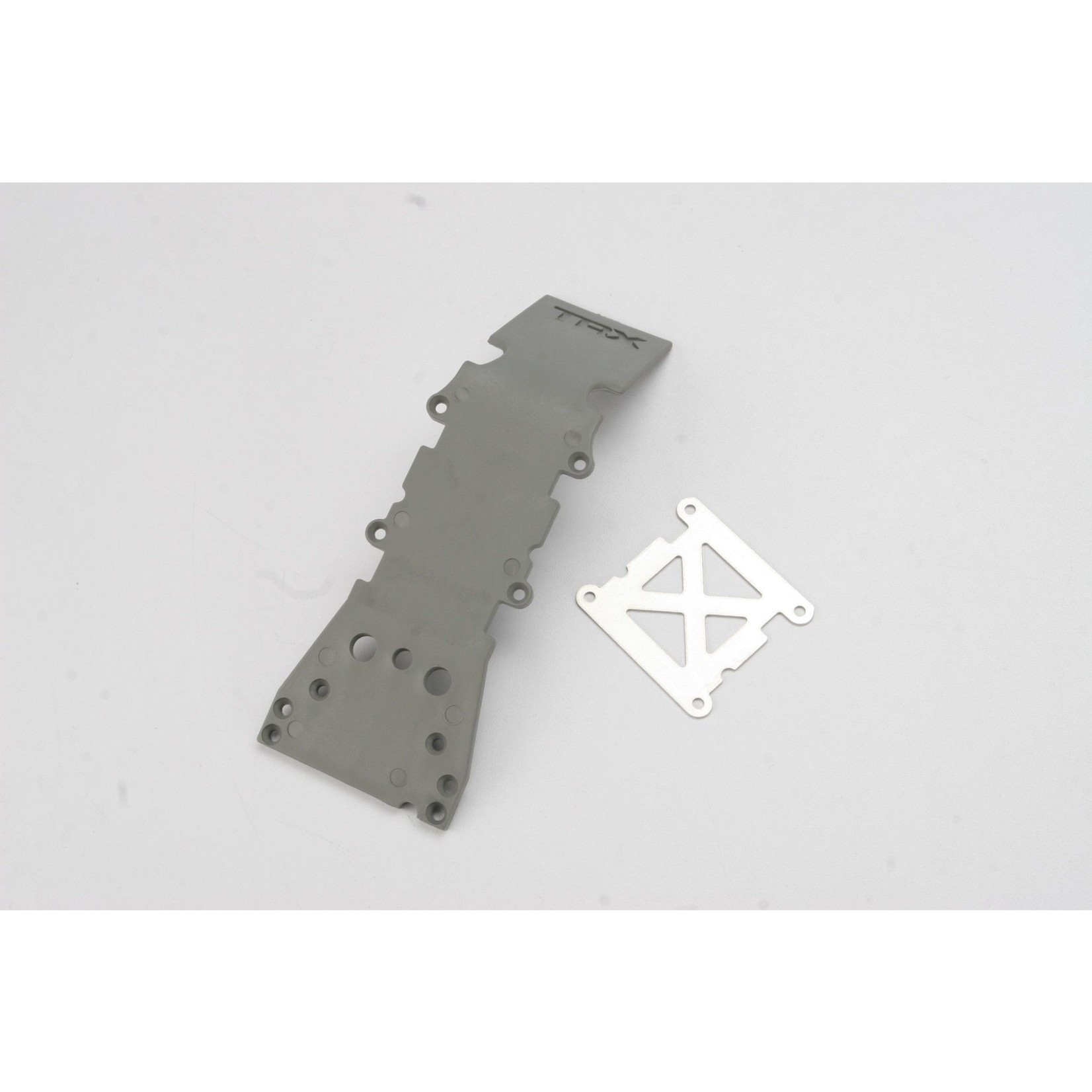 Traxxas Skidplate, front plastic (grey)/ stainless steel plate