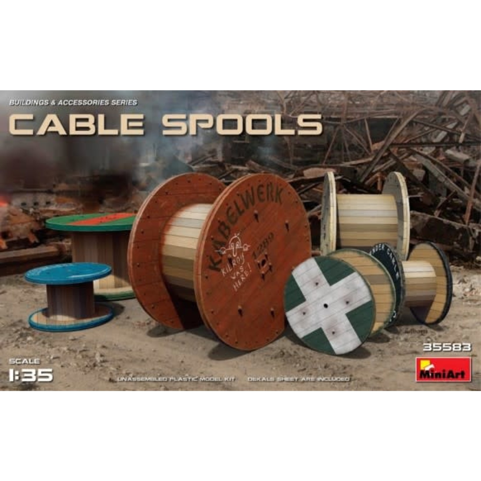 MiniArt 1/35 Cable Spools (6 w/20 decal options)