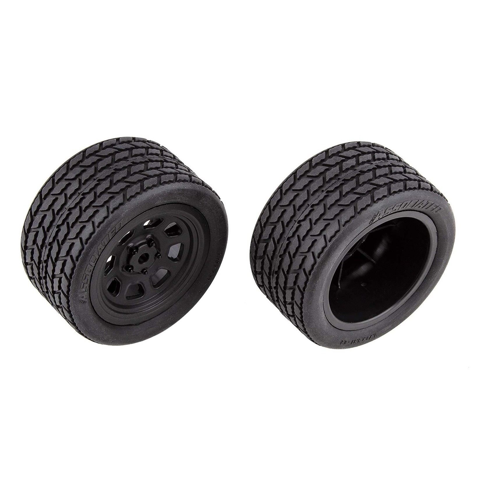 Team Associated SR10 Rear Wheels with Street Stock Tires, mounted