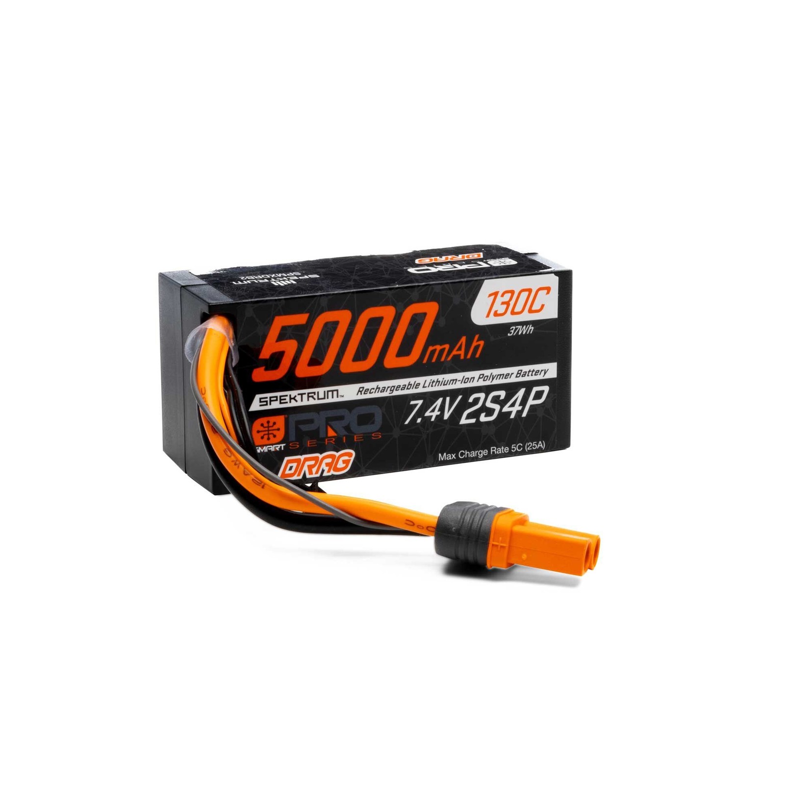 Spektrum 7.4V 5000mAh 2S 130C Smart No Prep Drag LiPo Battery: IC5