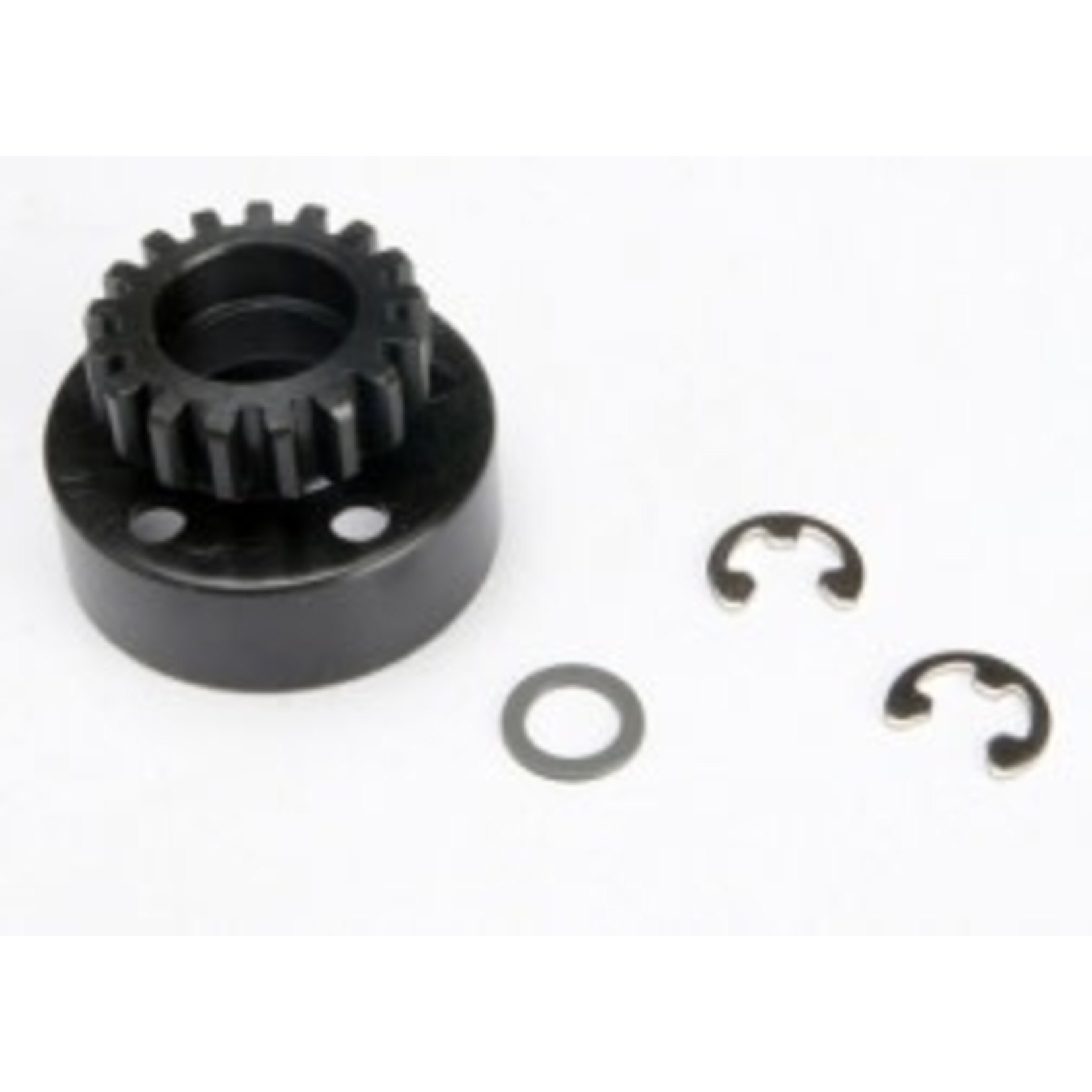Traxxas Clutch bell (17-tooth)/ 5x8x0.5mm fiber washer (2)/ 5mm e-clip (2)