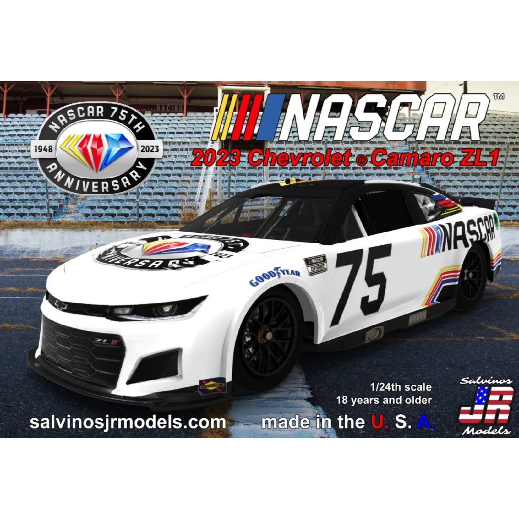 Salvinos Jr Models 1/24 NASCAR 75th Diamond Anniversary 2023 Chevrolet Camaro ZL1 Race Car