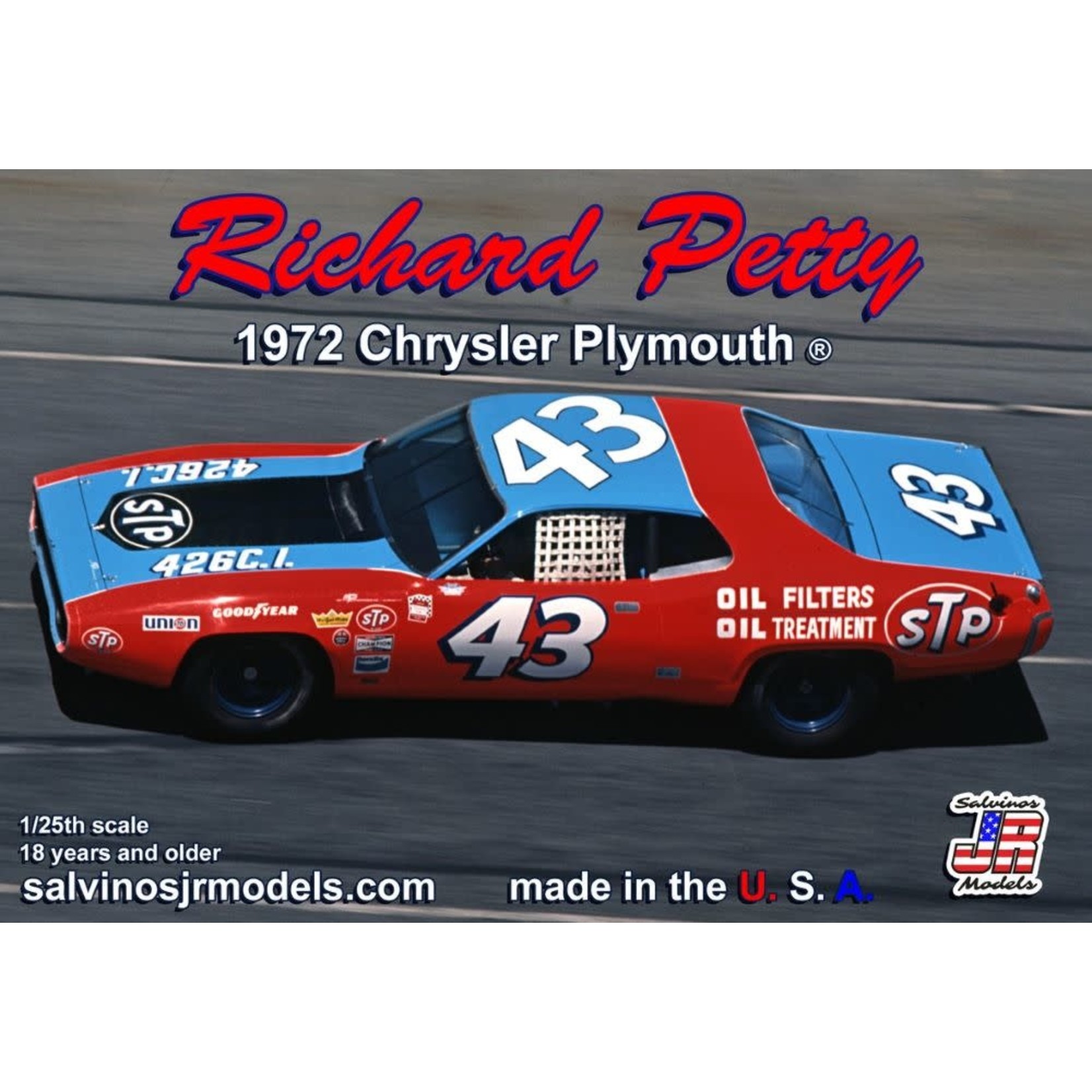 Salvinos Jr Models 1/25 Richard Petty #43 1972 Chrysler Plymouth Daytona Race Car