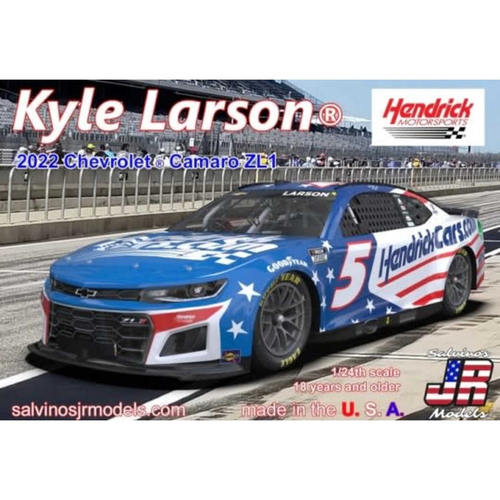 Salvinos Jr Models 1/24 Kyle Larson 2022 NASCAR Next Gen Chevrolet Camaro ZL1 Race Car (Patriotic) (Ltd Prod)