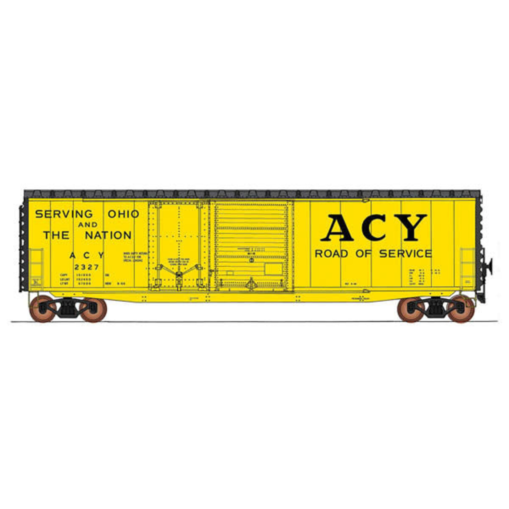 HO PS-1 50' ACY Double-Door Boxcar w/Cushion Underframe