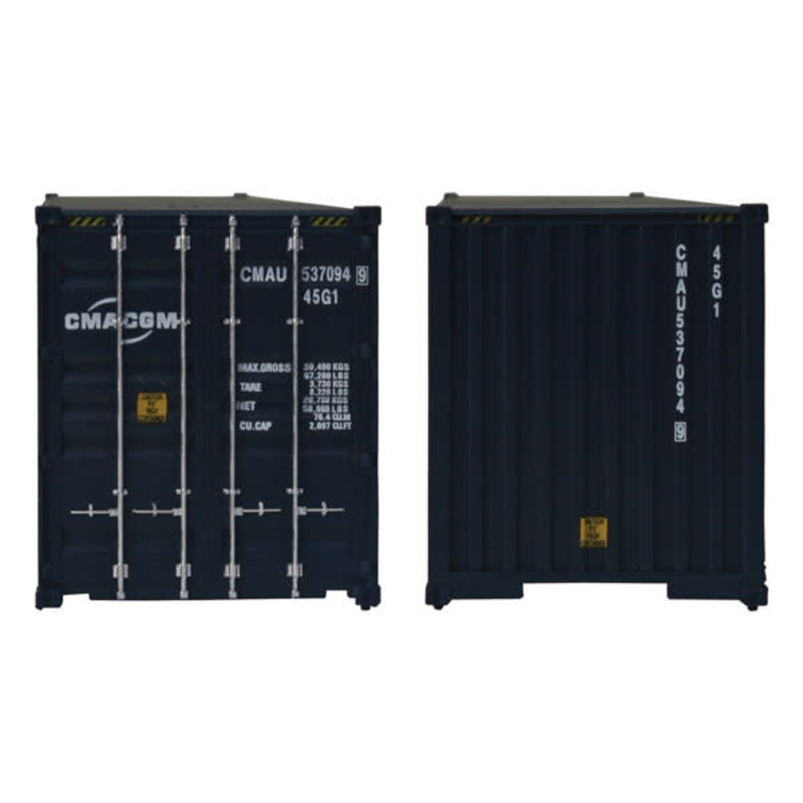 Walthers HO 40' Hi-Cube Corrugated Container - Assembled -- CMA-CGM (New Logo)