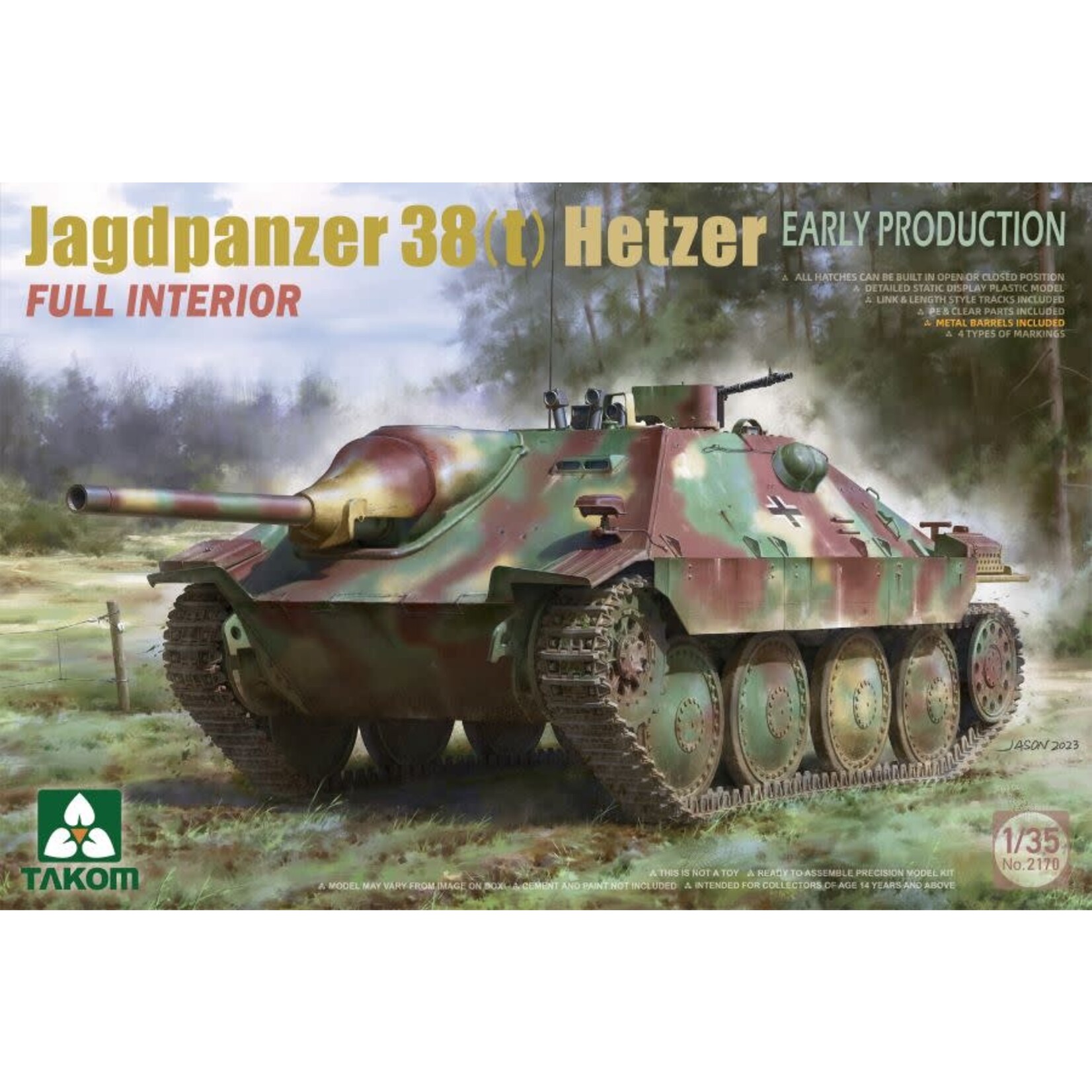 Takom 1/35 Jagdpanzer 38(t) Hetzer Early Production Tank w/Full Interior