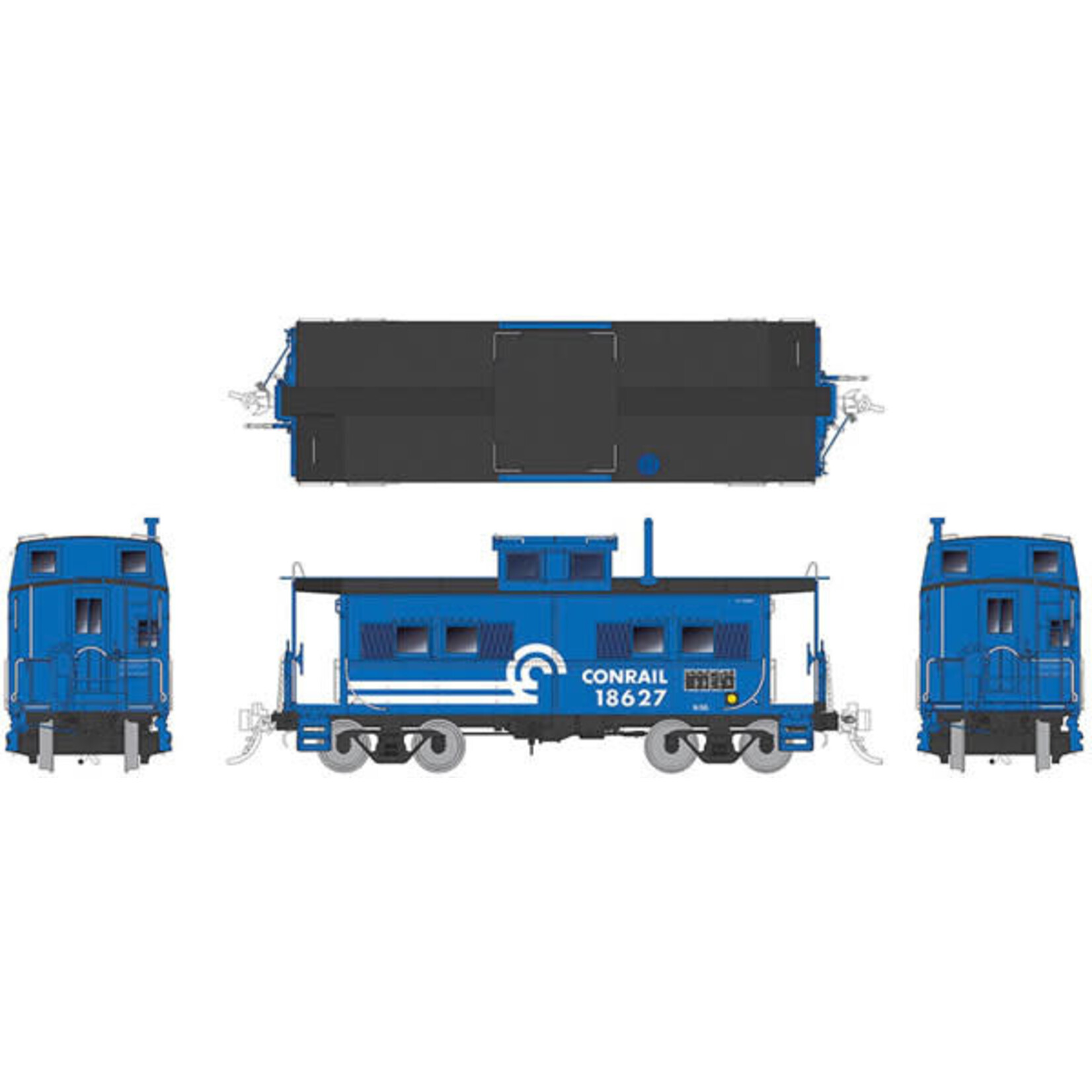 Rapido Trains Inc HO Northeastern-Style Steel Caboose Conrail: 18627 (blue, white)
