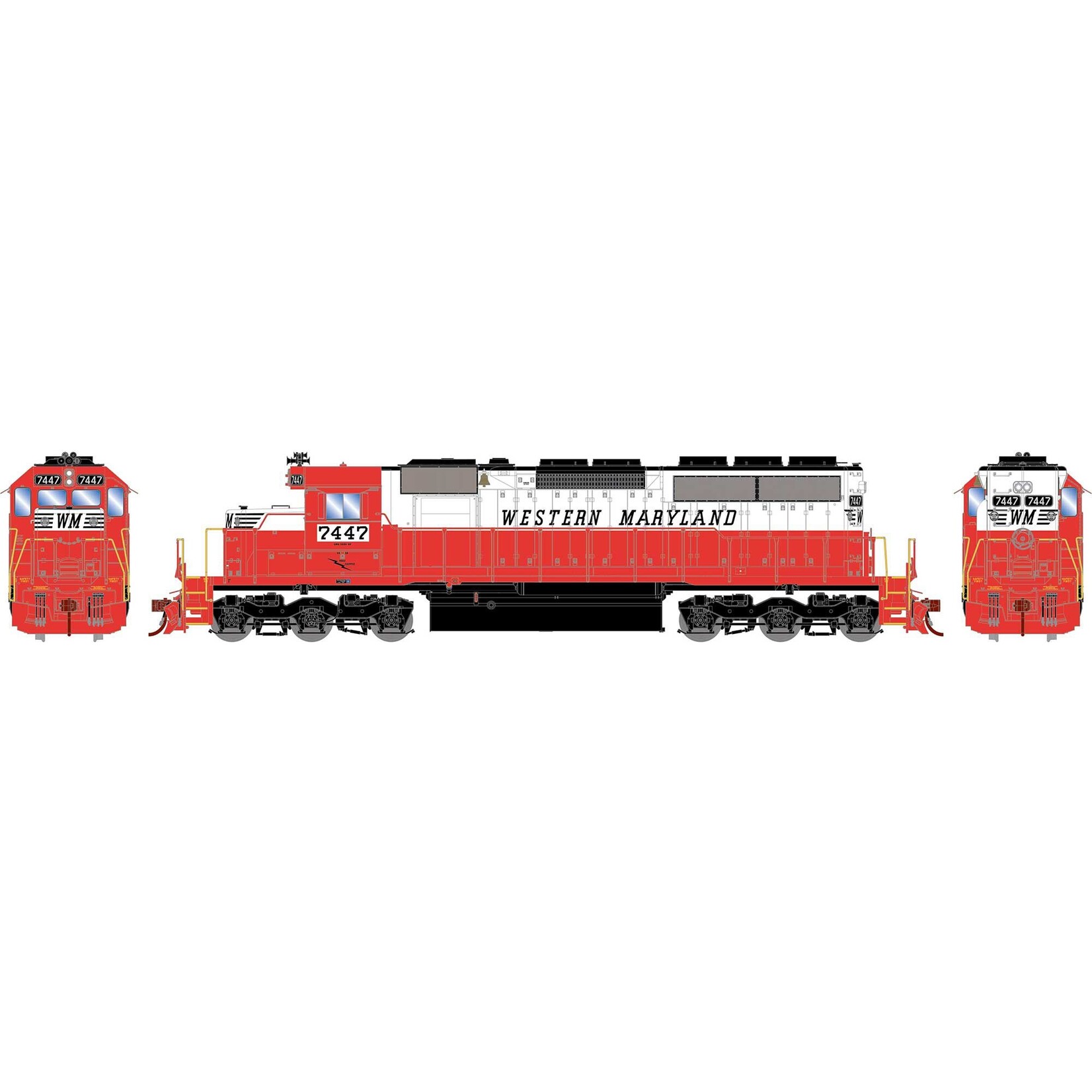 Athearn HO SD40 Locomotive with DCC & Sound, Western Maryland #7447