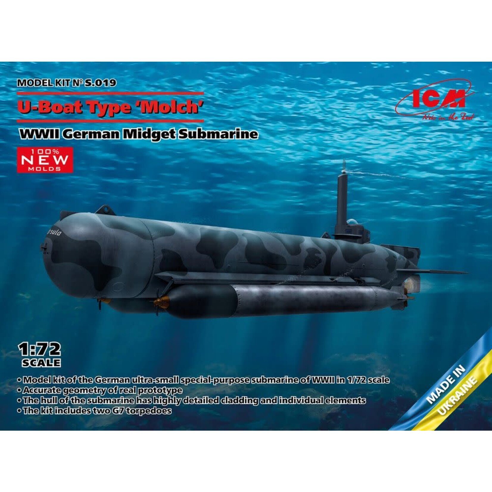 1/72 WWII German U-Boat Type Molch Midget Submarine
