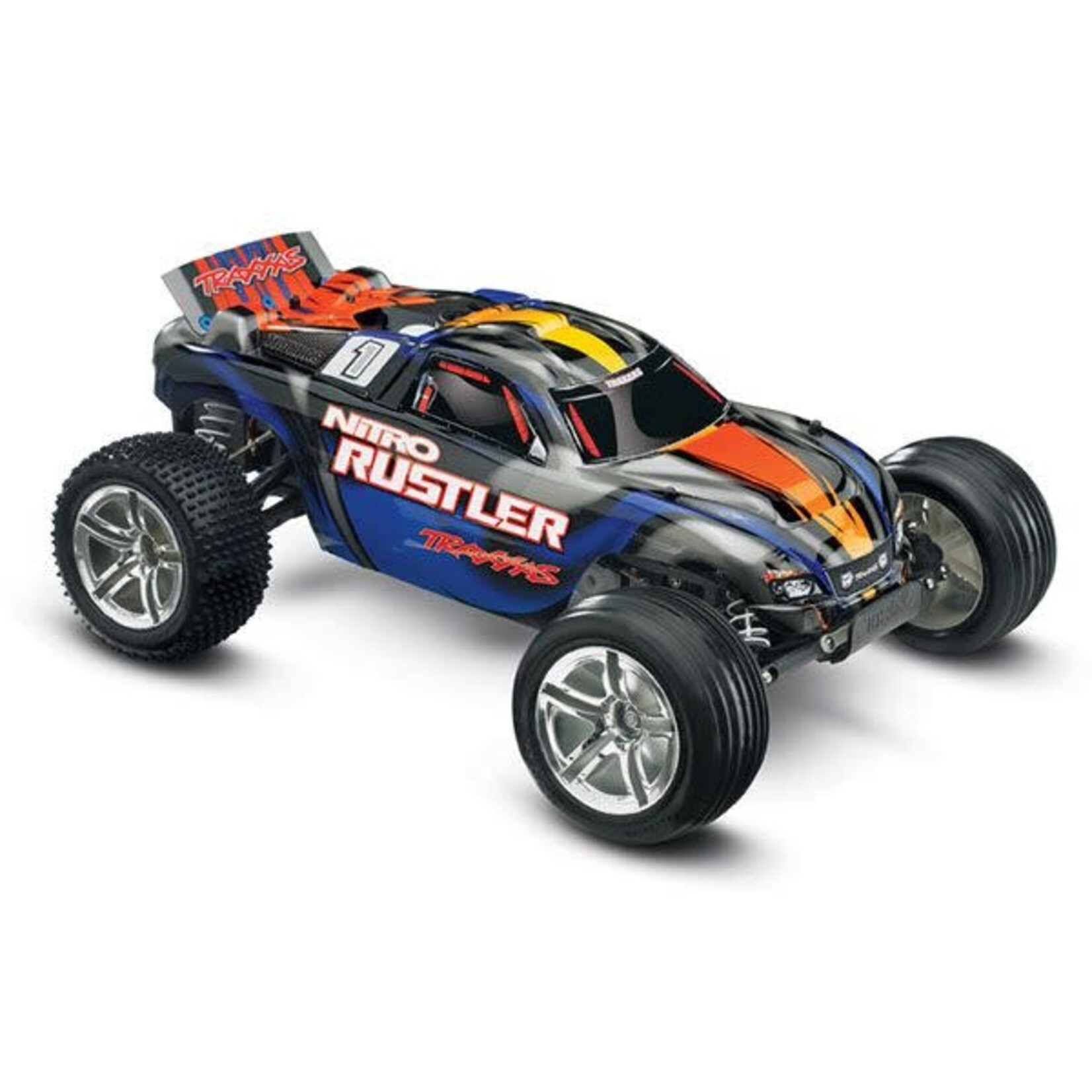 Traxxas Nitro Rustler: 1/10-Scale Nitro-Powered 2WD Stadium Truck - BLUE