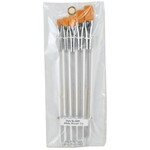 Atlas Brush #800F: 2,4,6,8,10 Flat Golden Taklon Brushes w/Clear Plastic Handles (5)