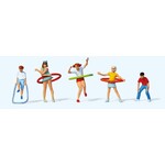 Preiser HO Children Playing w/Hula Hoops & Jump Rope (5)