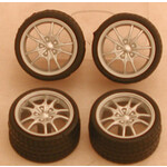 Pegasus 1/24-1/25 Silver M5's Rims w/Tires for Import Cars (4)