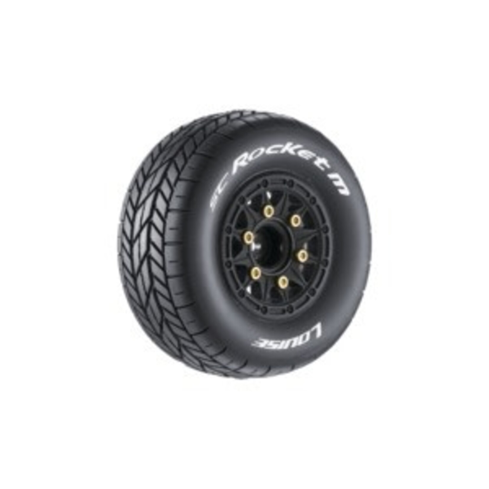 Louise RC SC-Rocket M Oval Track 1/10 Short Course Tires, Soft, 12, 14 & 17mm Removable Hex on Black Rim (2)