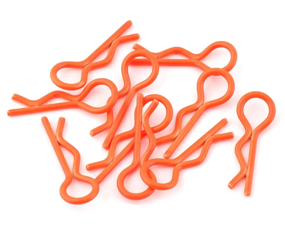 Body Clips (Orange) (10) (1/10 or 1/8 Scale) Get A Hobby