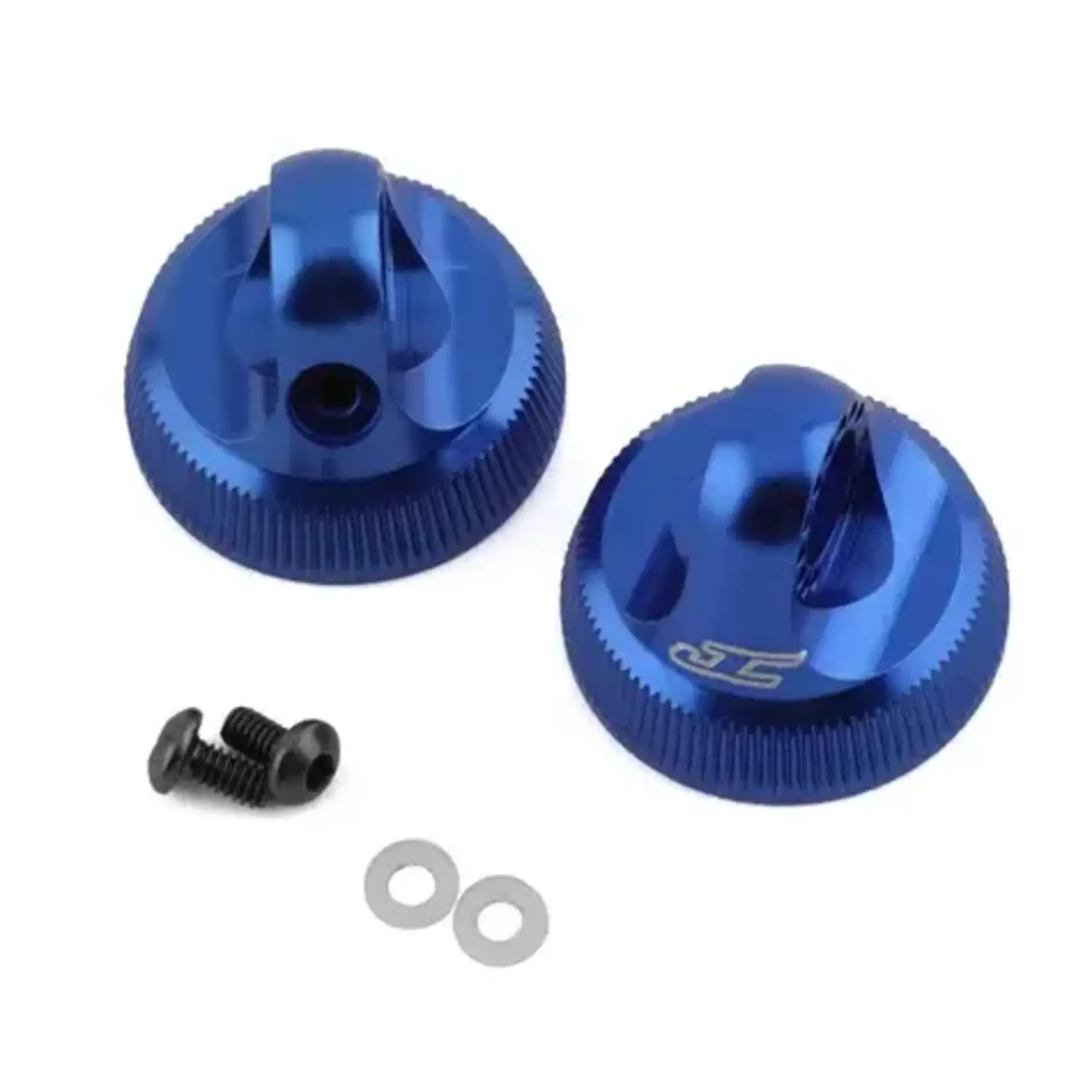 JConcepts Team Associated Fin Aluminum 13mm Shock Cap (Blue) (2)