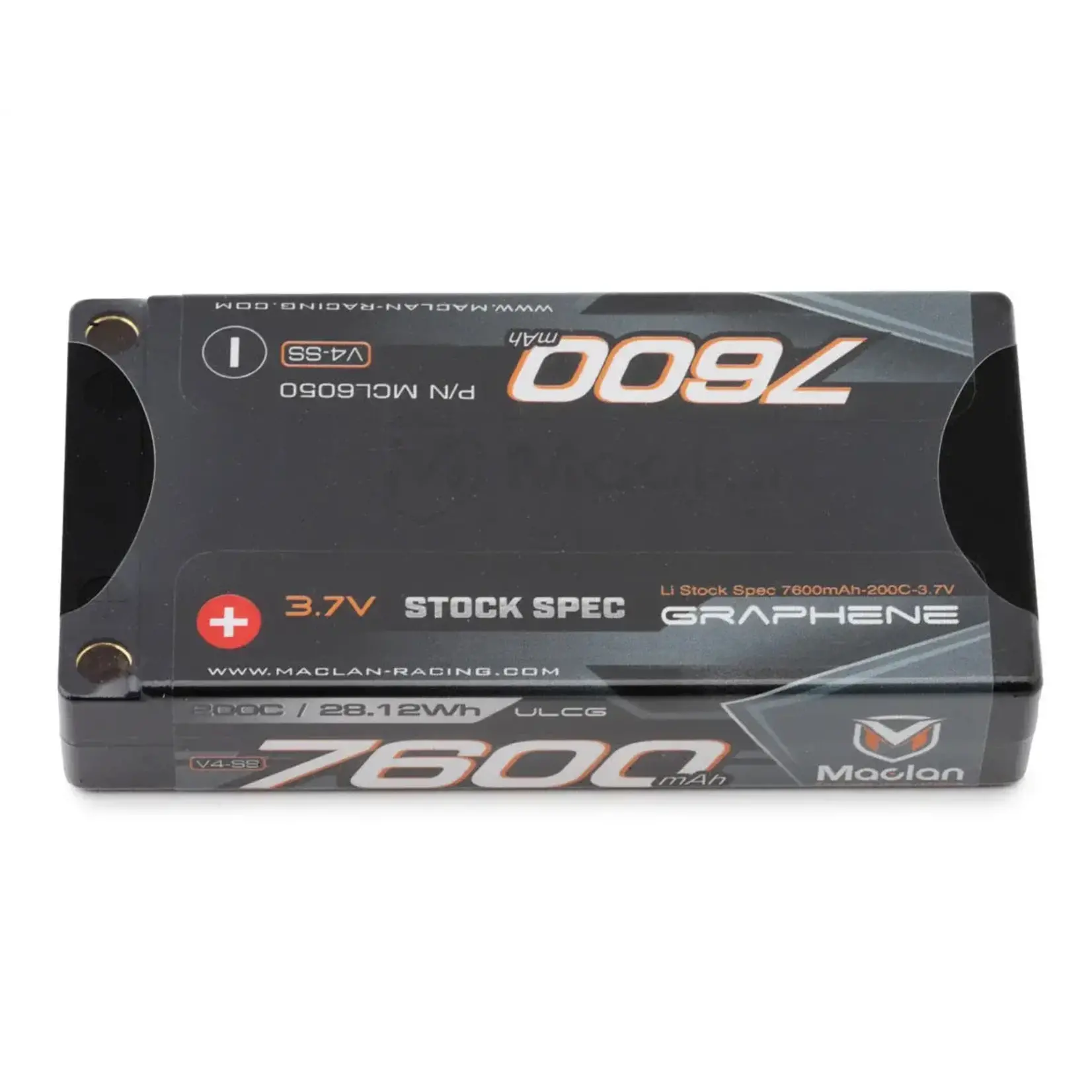 Graphene V4-SS 1S 200C LiPo ULCG Shorty Battery (3.7V/7600mAh) (Stock Spec) w/4mm Bullets