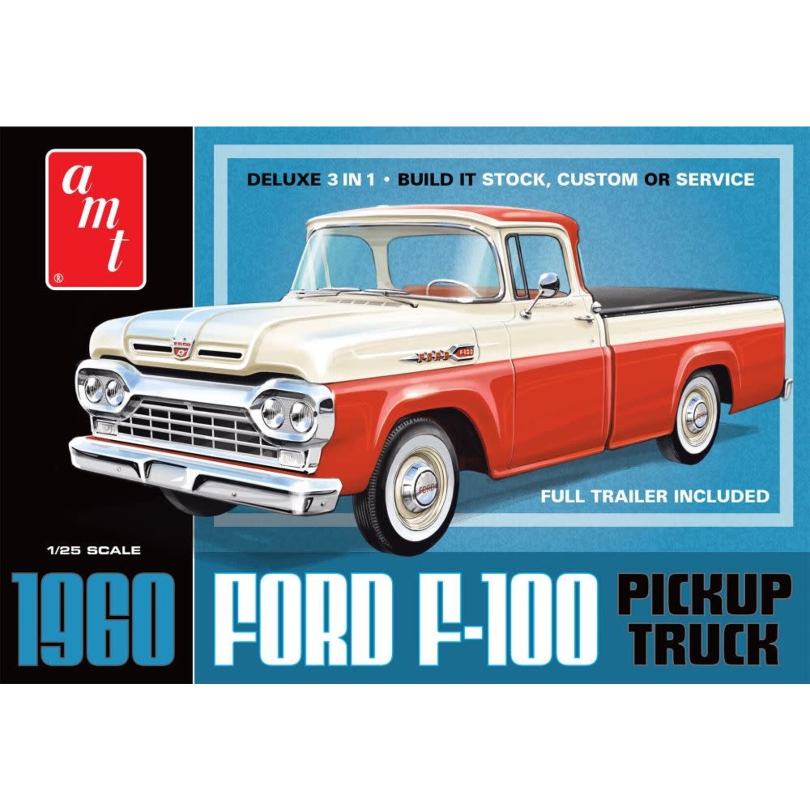 AMT 1/25 1960 Ford F100 Pickup Truck (3 in 1) w/Trailer