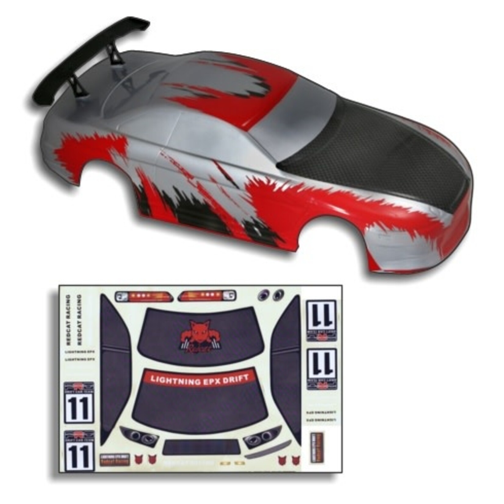 Redcat Racing 1/10 200mm Onroad Body Red and Carbon Fiber