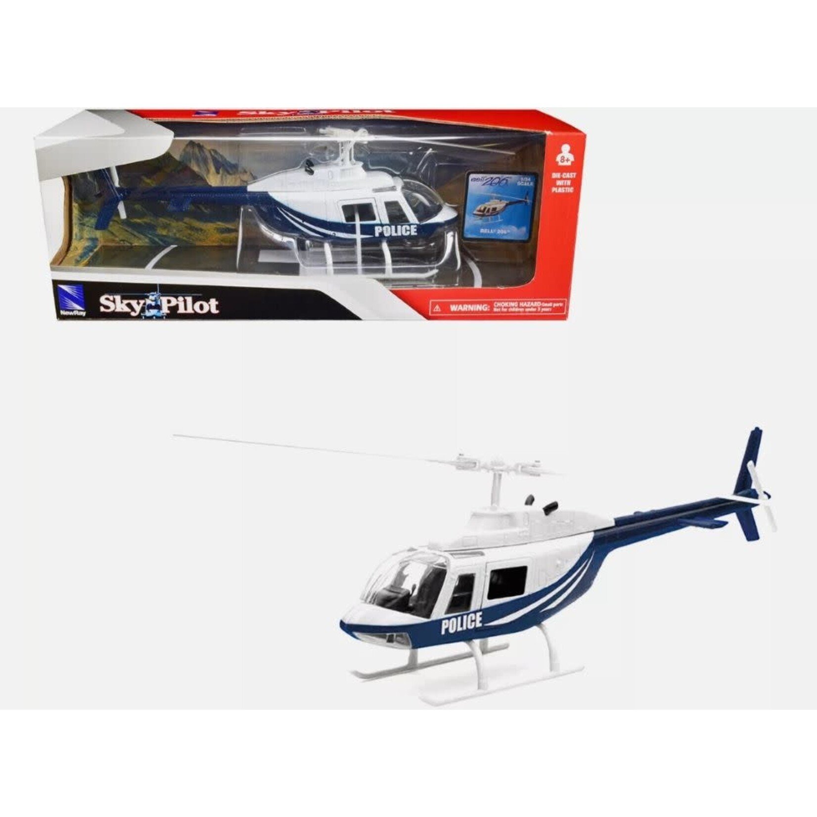 1/34 Bell 206 Police Helicopter (Die Cast)