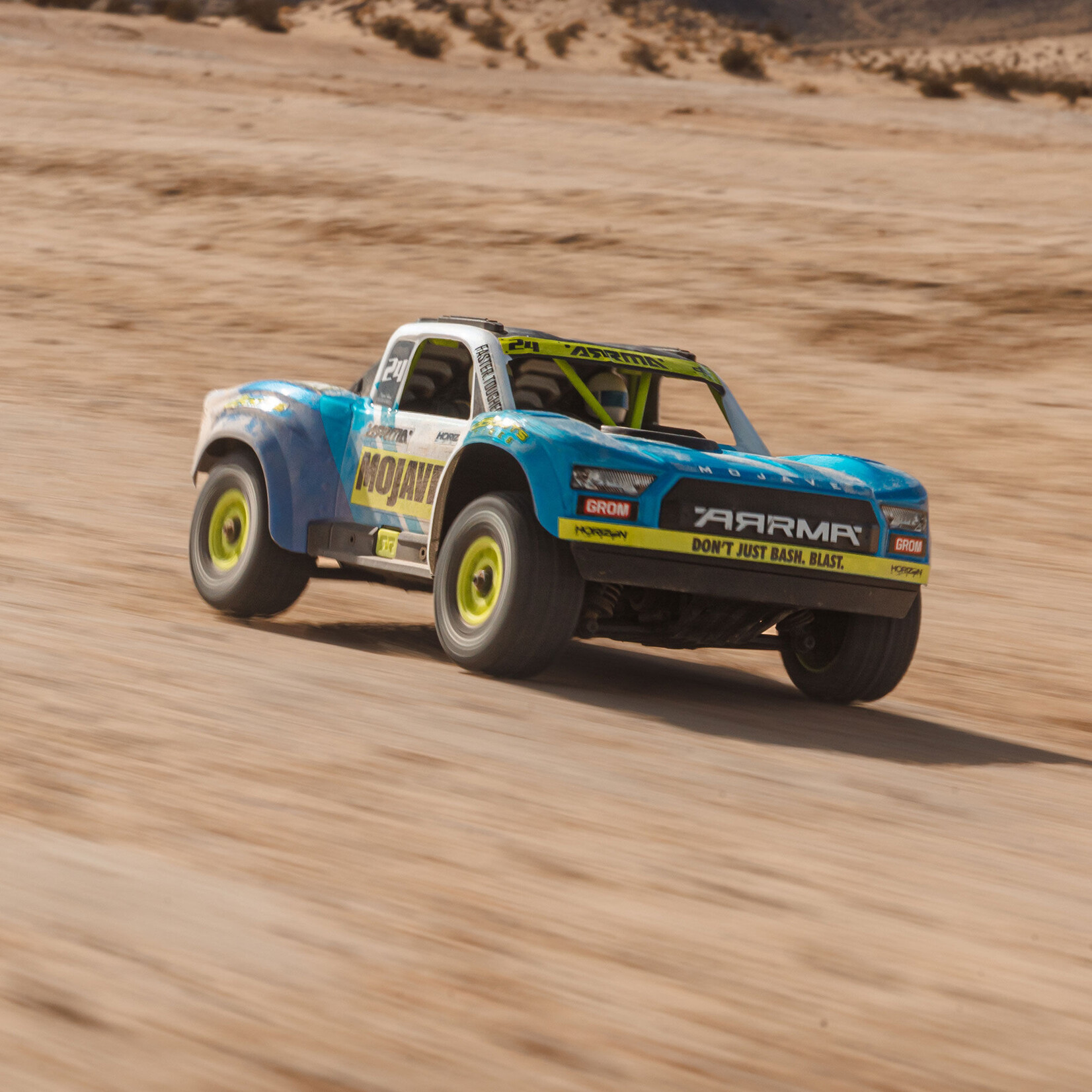 Arrma MOJAVE GROM MEGA 380 Brushed 4X4 Small Scale Desert Truck RTR with Battery & Charger, Blue/White