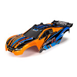 Traxxas Body, Rustler® 4X4, orange & blue/ window, grille, lights decal sheet