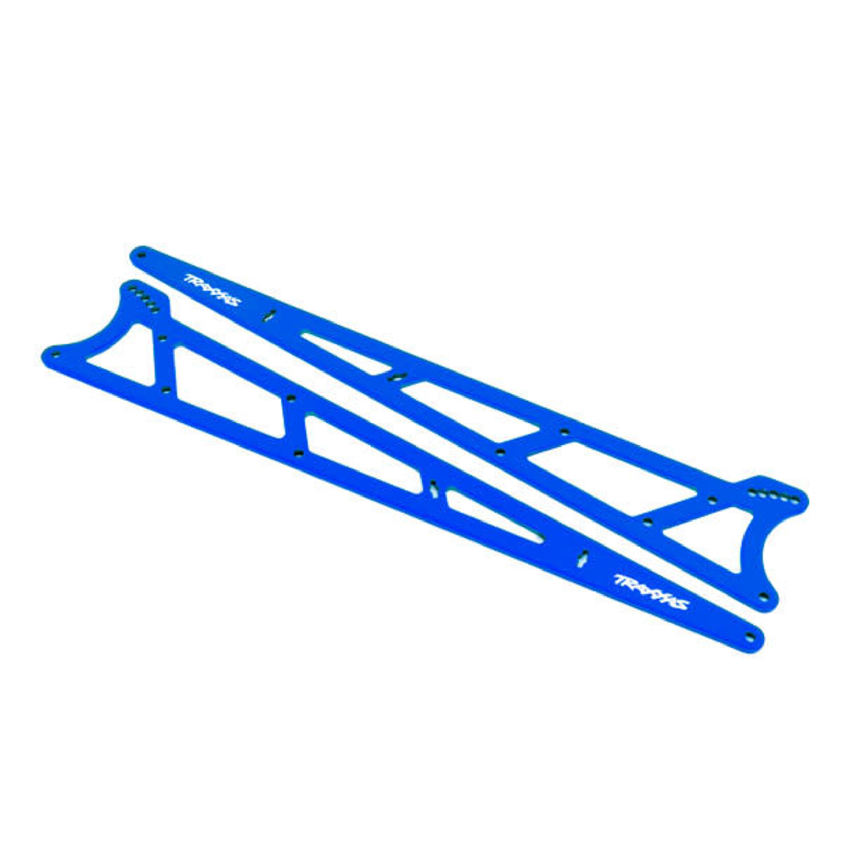 Traxxas Side plates, wheelie bar, BLUE  (aluminum) (2)