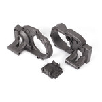 Traxxas Gearbox halves, left & right/ differential cover (charcoal gray)