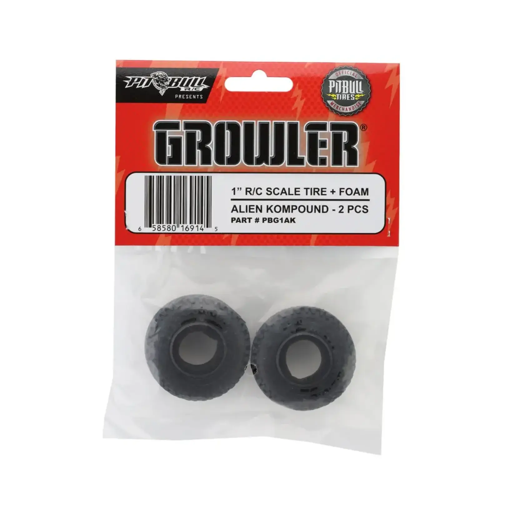 Pitt Bull RC 1.0" Growler Micro Crawler Tires (2) (Alien) w/Foam Inserts