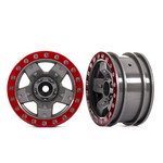 Traxxas Wheels, TRX-4® Sport 2.2 (gray, red beadlock style) (2)