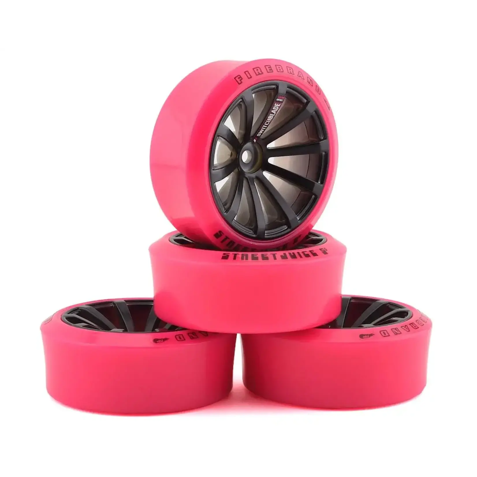 Firebrand RC Switchblade XDR6 5° Pre-Mounted Slick Drift Tires (4) (Black/Pink)