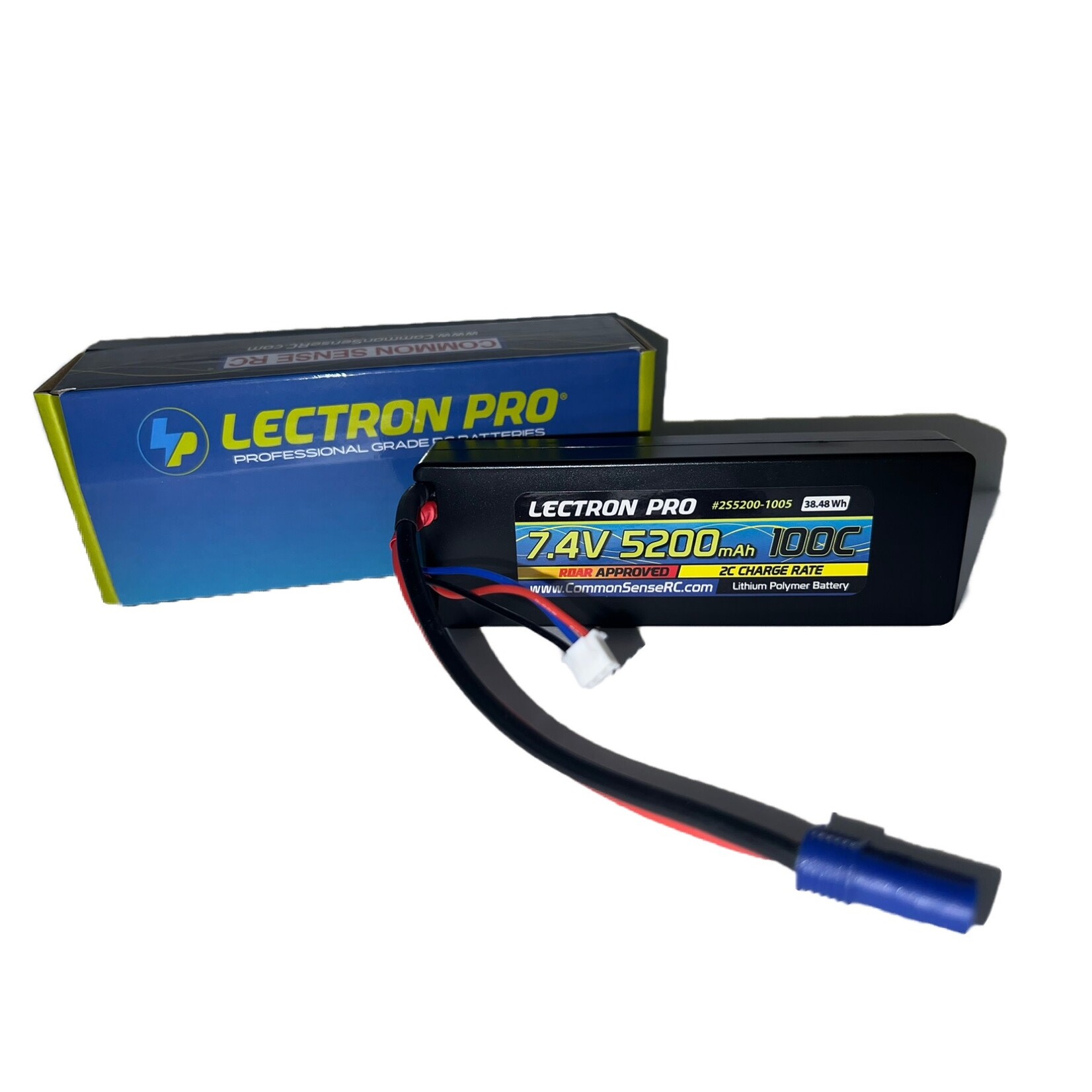 Common Sense RC Lectron Pro 7.4V 5200mAh 100C Lipo Battery with EC5 Connector